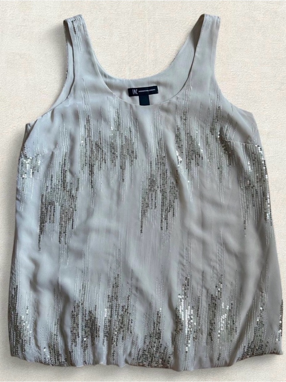 Cream sequin tank top